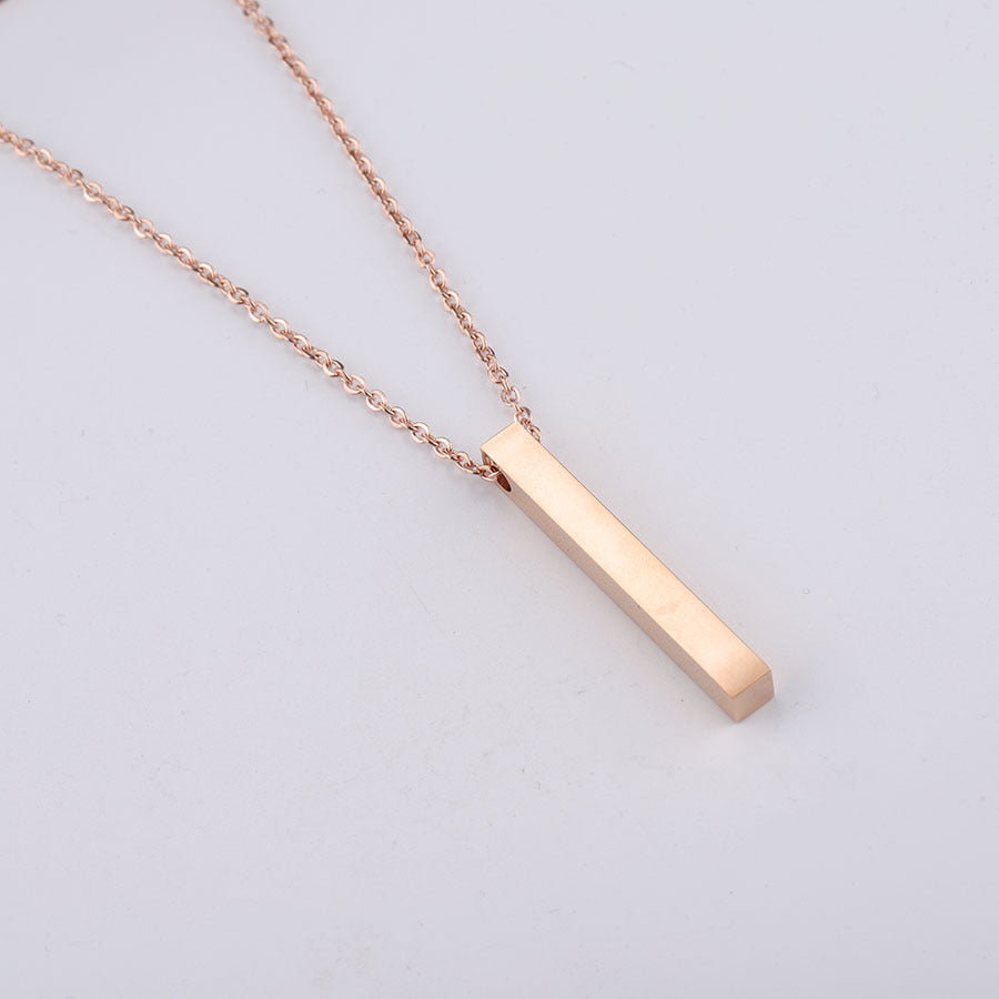 Stainless Steel Thin Vertical Bar Pendant Chain Necklace