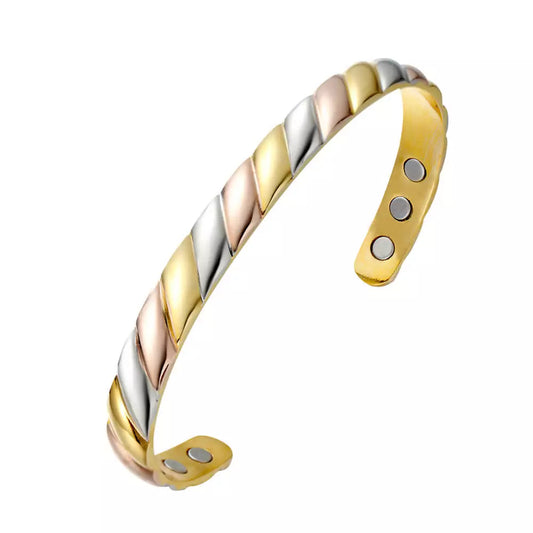 Tri-Colored Solid Copper Magnetic Therapy Bracelet Adjustable