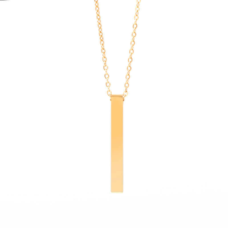 Stainless Steel Thin Vertical Bar Pendant Chain Necklace