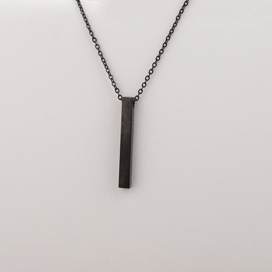 Stainless Steel Thin Vertical Bar Pendant Chain Necklace