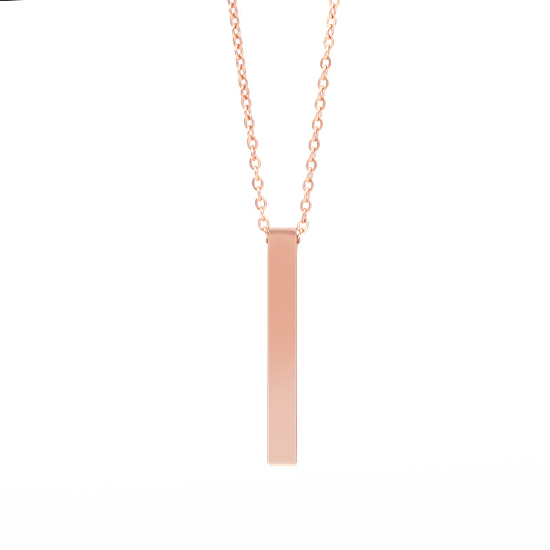 Stainless Steel Thin Vertical Bar Pendant Chain Necklace