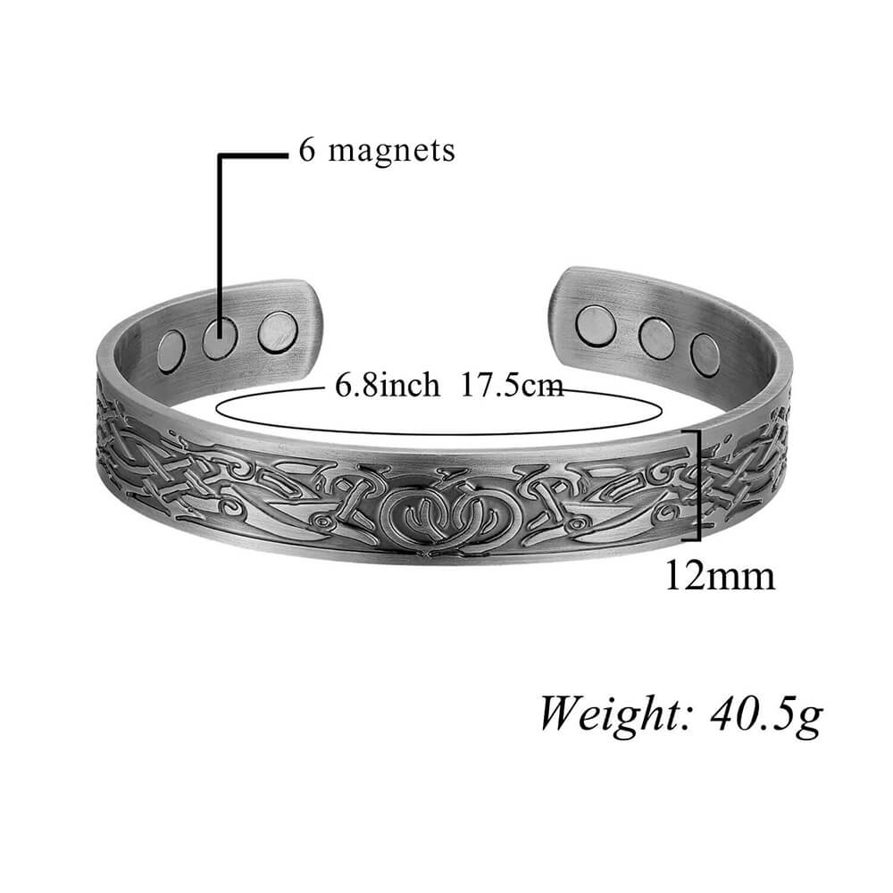 Sliver Plated Magnetic Therapy Pure Solid Copper Adjustable Bracelet