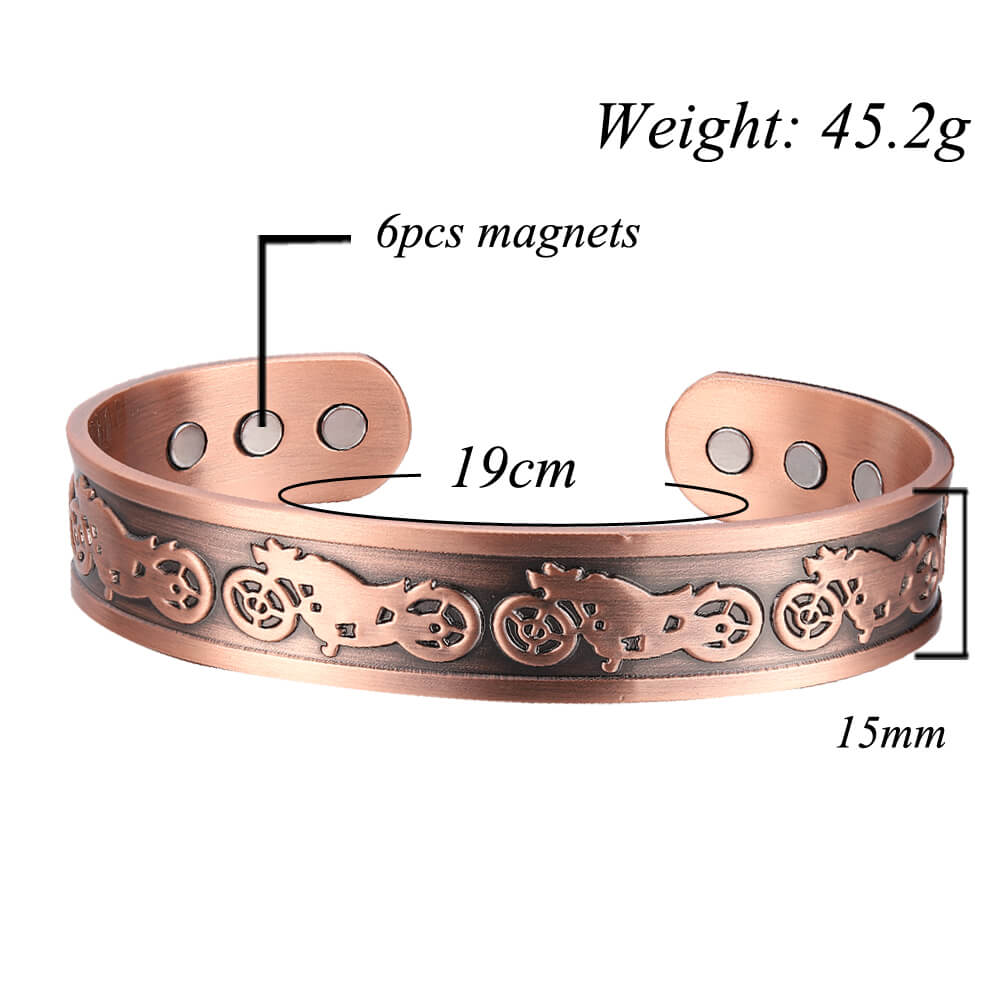 CHUNKY 100% COPPER HARLEY MOTORCYCLE MAGNETIC BANGLE/CUFF/BRACELET