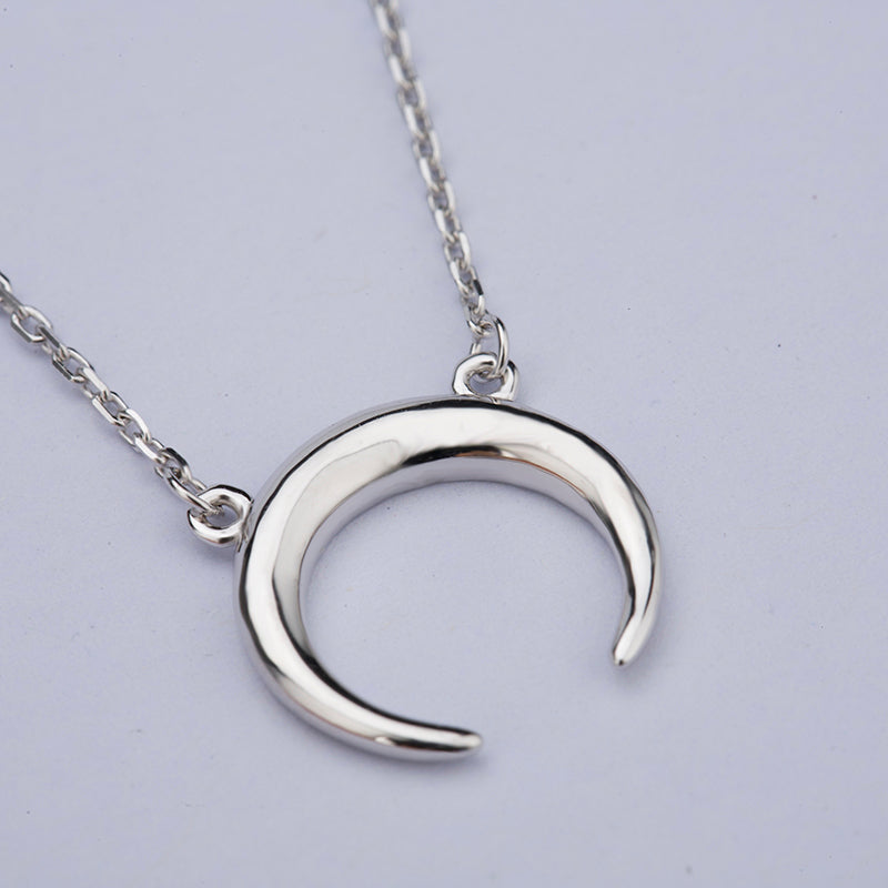 Sterling 925 Sliver Choker Moon Pendent Necklace