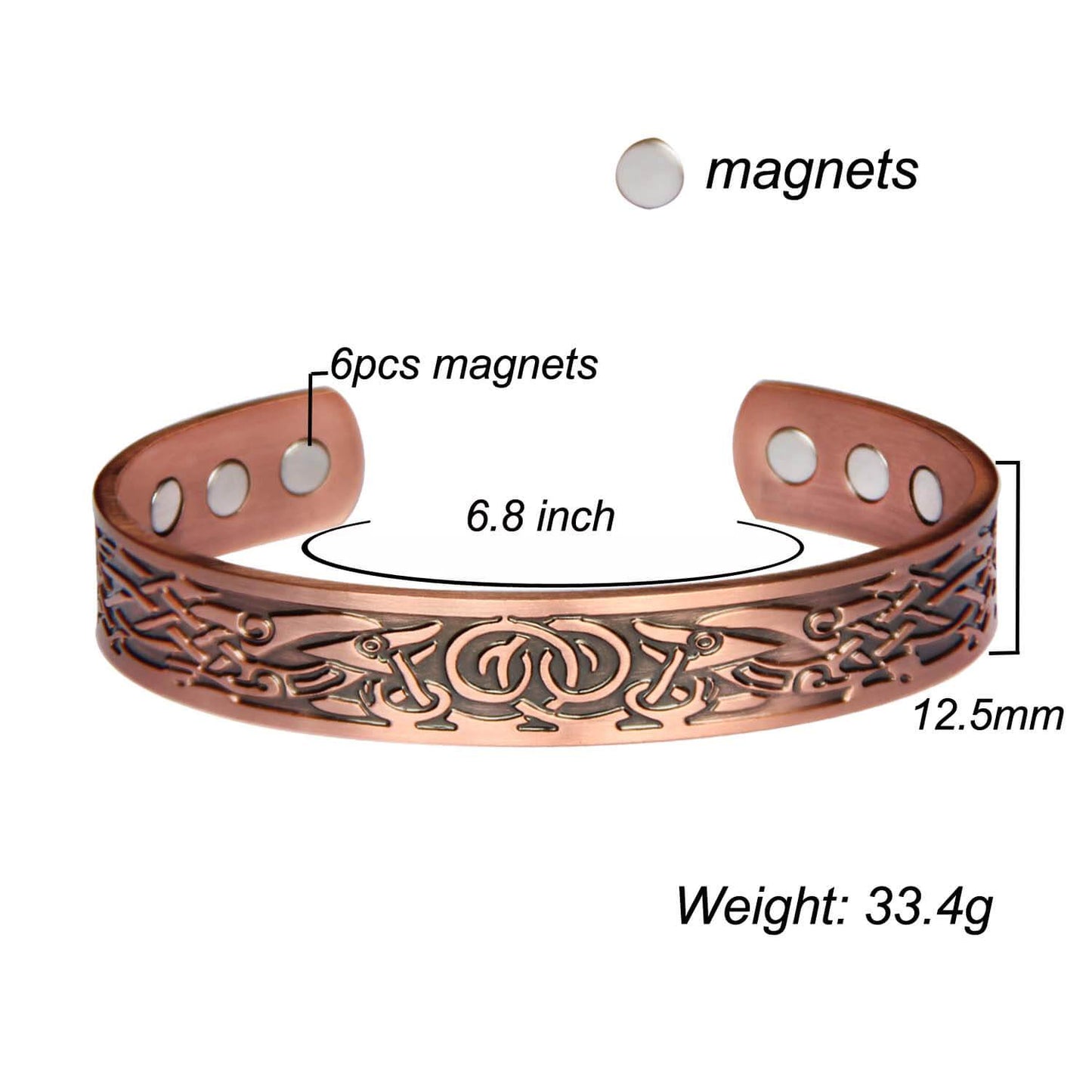 Magnetic Therapy Pure Solid Copper Adjustable Bracelet