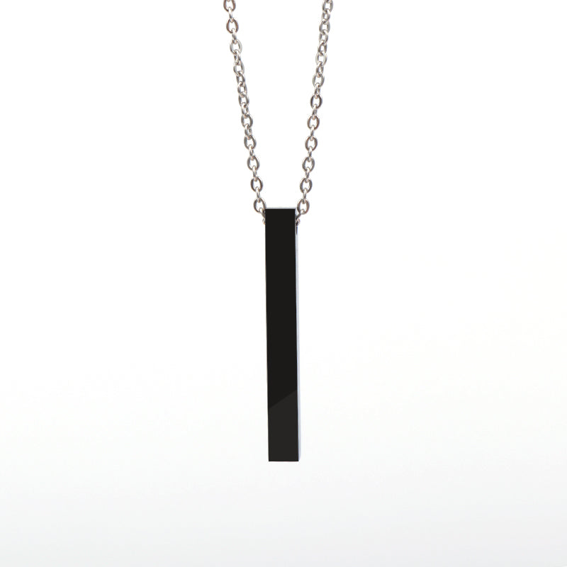 Stainless Steel Thin Vertical Bar Pendant Chain Necklace