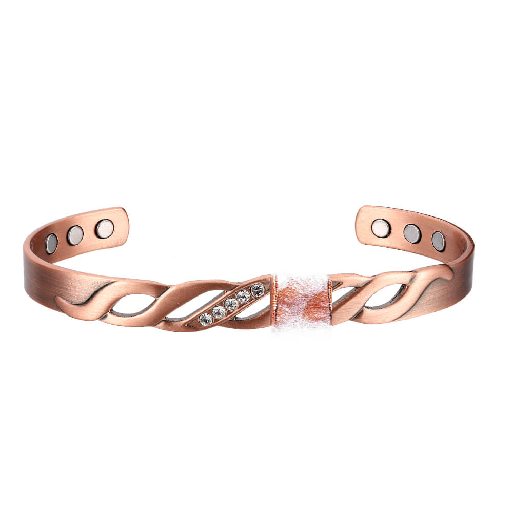 Women's Copper Bracelet Bangle Magnetic Therapy Cuff Crystal Bracelet