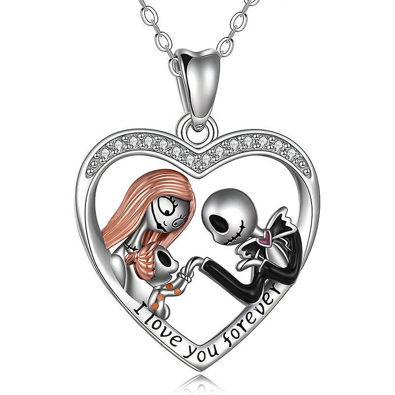 Skeletons Family ack Skellington And Sally, Heart Family Pendant Necklaces