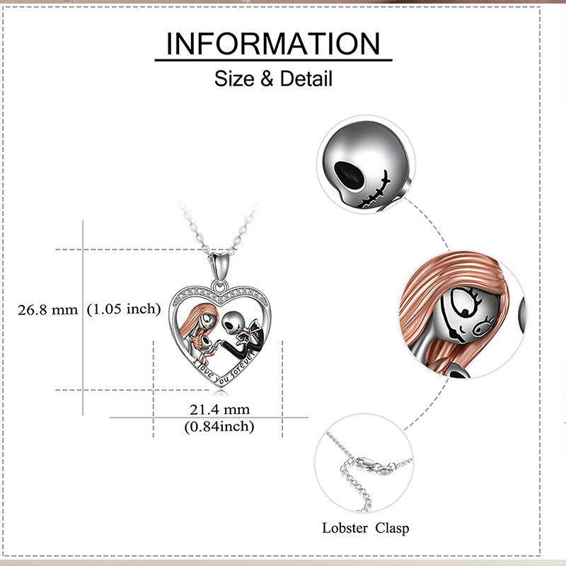 Skeletons Family ack Skellington And Sally, Heart Family Pendant Necklaces