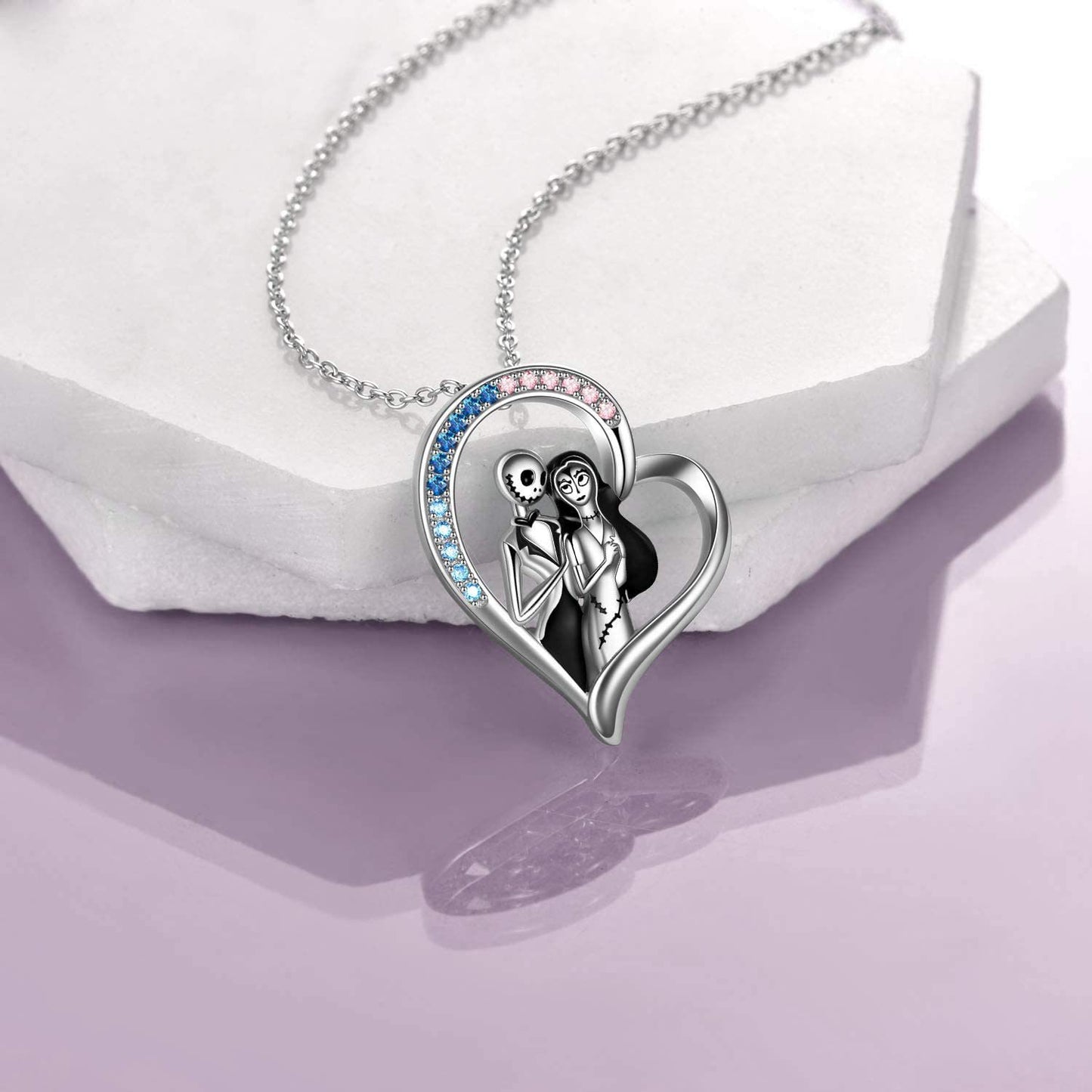 JAKE SKELLINGTON & SALLY NIGHTMARE BEFORE CHRISTMAS PENDANT NECKLACE