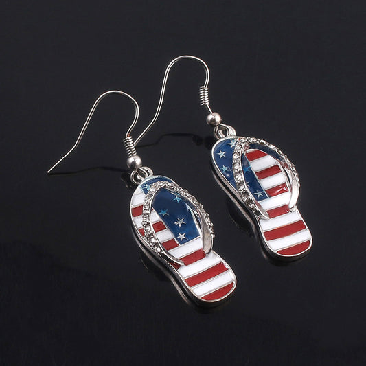 American Flag Slippers Drop Earrings