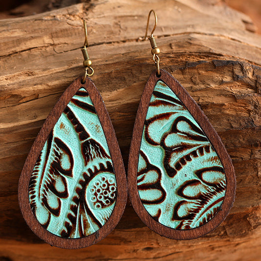 Bohemian Style Wood Drop Earrings