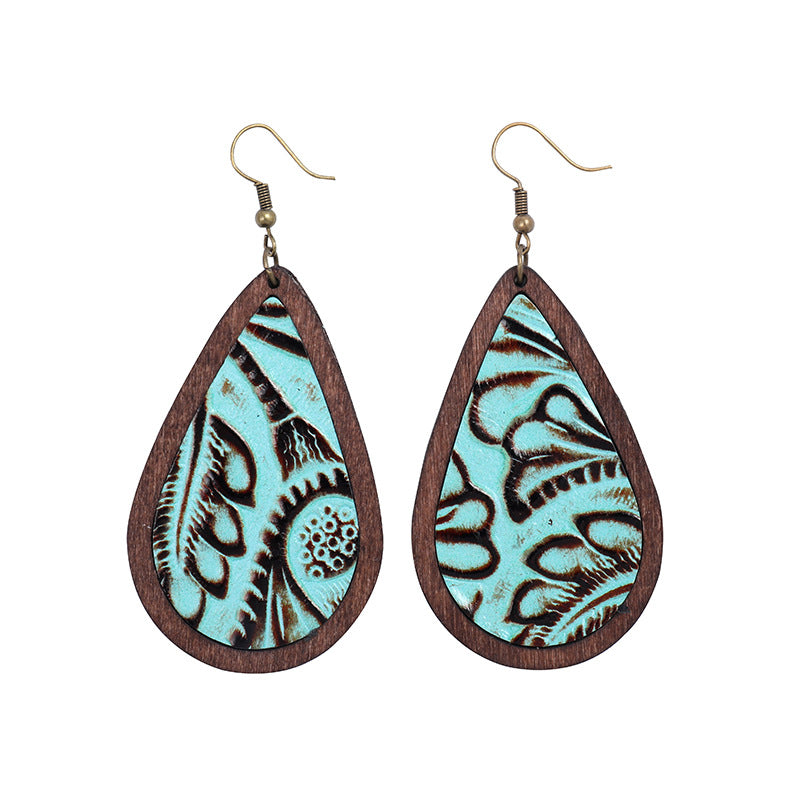 Bohemian Style Wood Drop Earrings