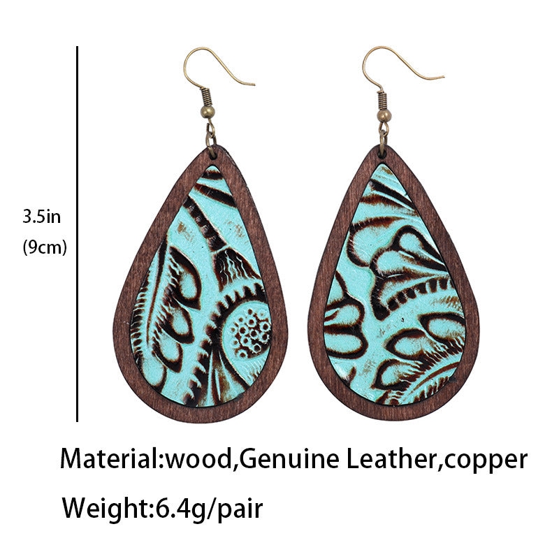 Bohemian Style Wood Drop Earrings