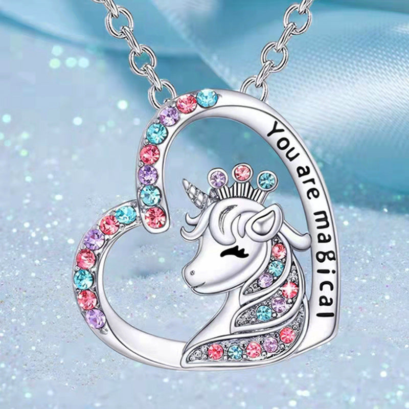 "You are Magical" Unicorn Heart Pendent Necklace