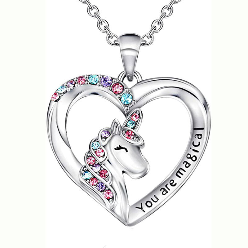 "You are Magical" Unicorn Heart Pendent Necklace