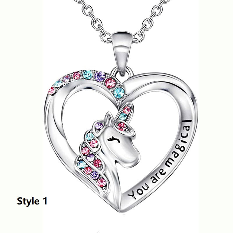 "You are Magical" Unicorn Heart Pendent Necklace