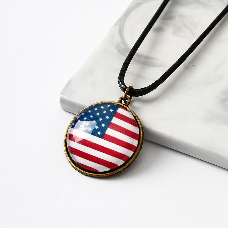 American Flag Round pendent Necklace