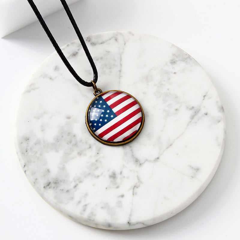 American Flag Round pendent Necklace