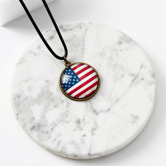 American Flag Round pendent Necklace