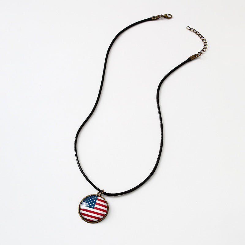 American Flag Round pendent Necklace