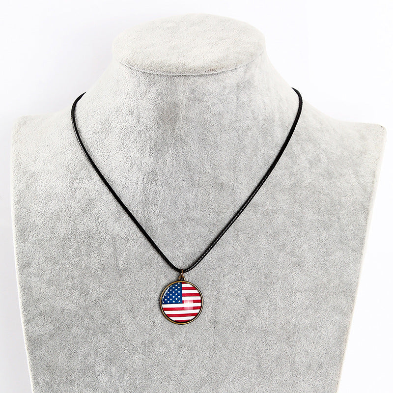 American Flag Round pendent Necklace