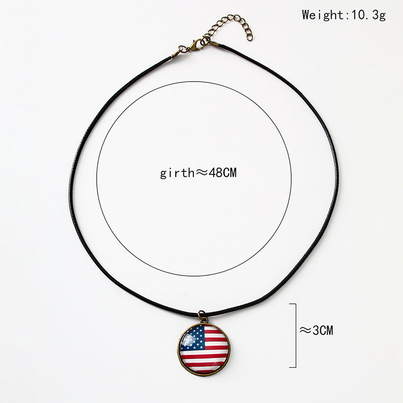 American Flag Round pendent Necklace