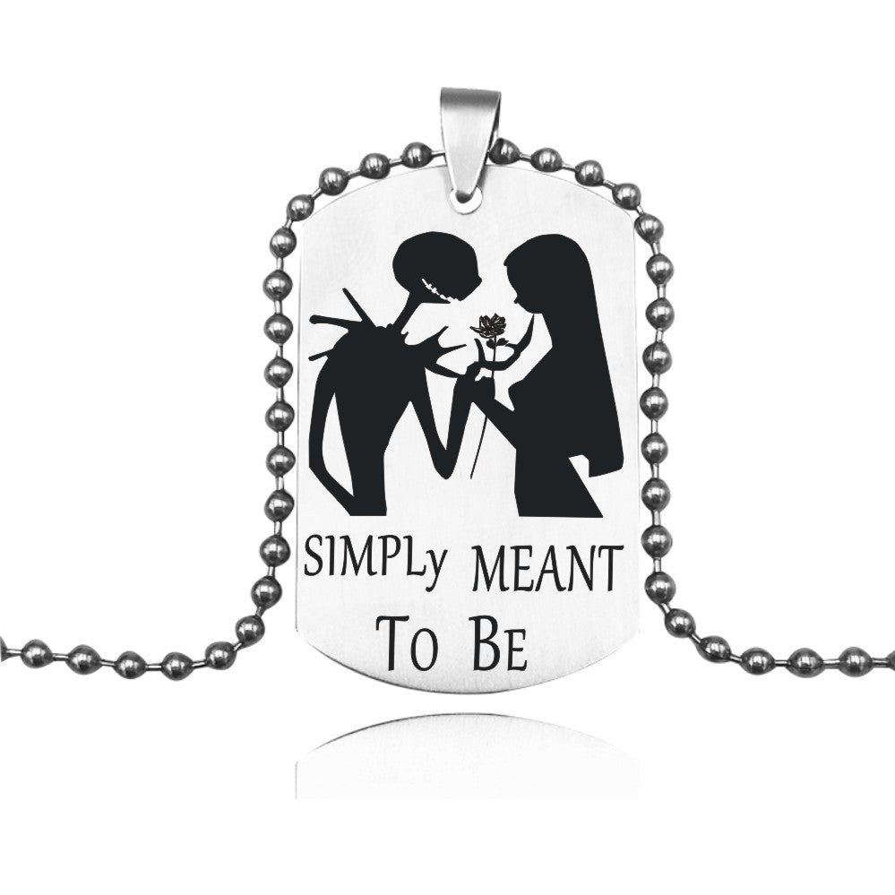 "SIMPLY MEANT To Be" Nightmare before Christmas Jack & Sally Pendent Necklace