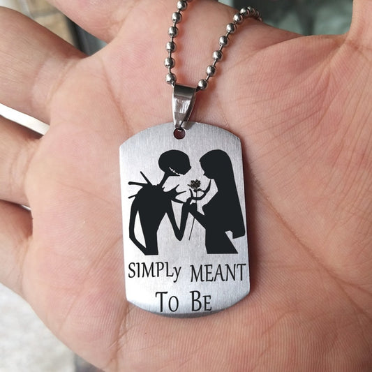 "SIMPLY MEANT To Be" Nightmare before Christmas Jack & Sally Pendent Necklace