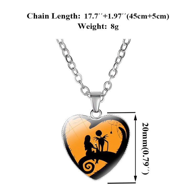 JAKE SKELLINGTON & SALLY NIGHTMARE BEFORE CHRISTMAS PENDANT NECKLACE