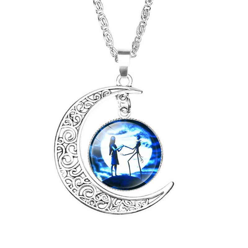 Crescent Necklace Jack And Sally Nightmare Before Christmas Moon Pendant