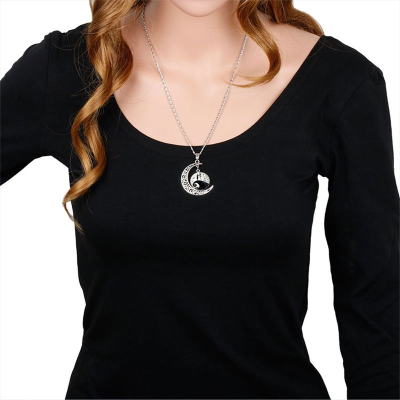 Crescent Necklace Jack And Sally Nightmare Before Christmas Moon Pendant