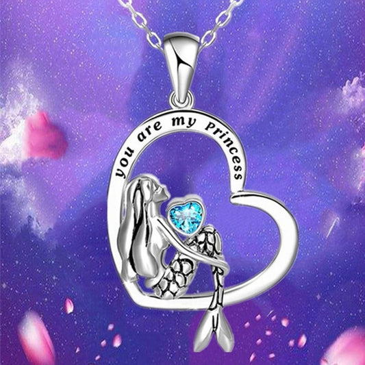 "you are my princess" Mermaid Heart Pendent Necklace