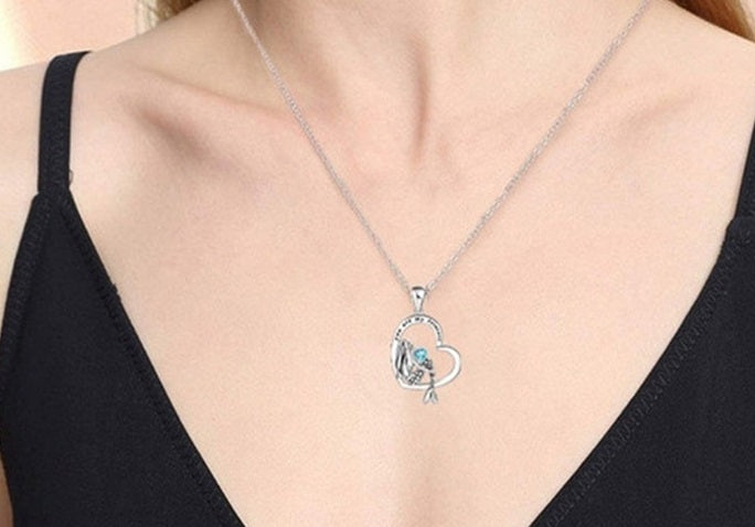 "you are my princess" Mermaid Heart Pendent Necklace