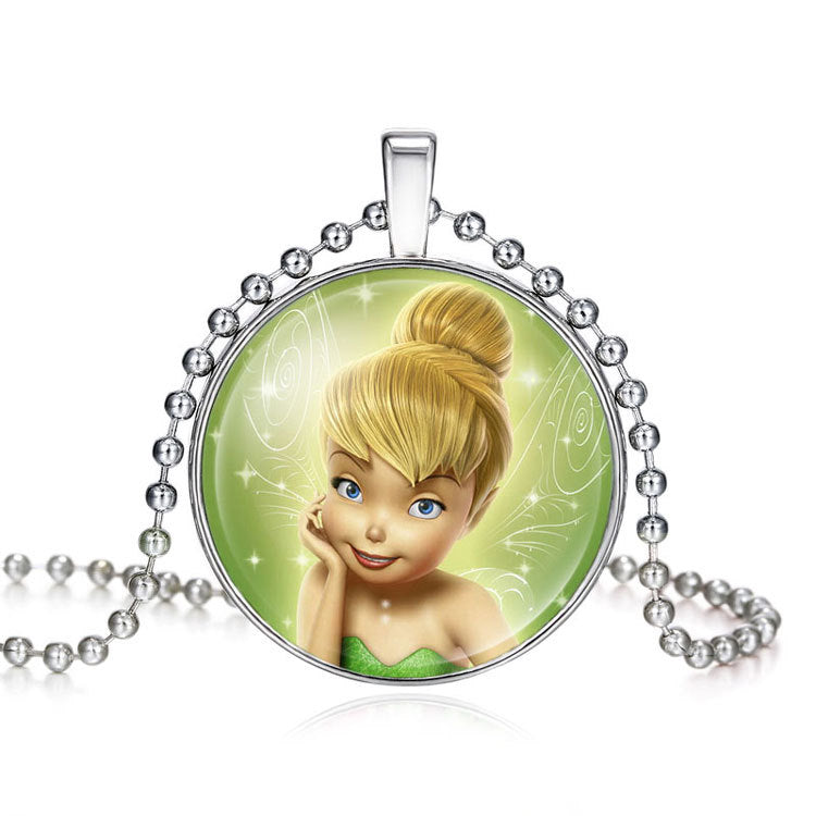 Princess Round Pendent Necklace, Elsa, Anna, Mulan, Ariel and More