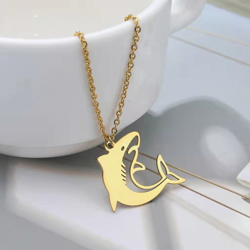 Stainless Steel Shark Pendent Necklace