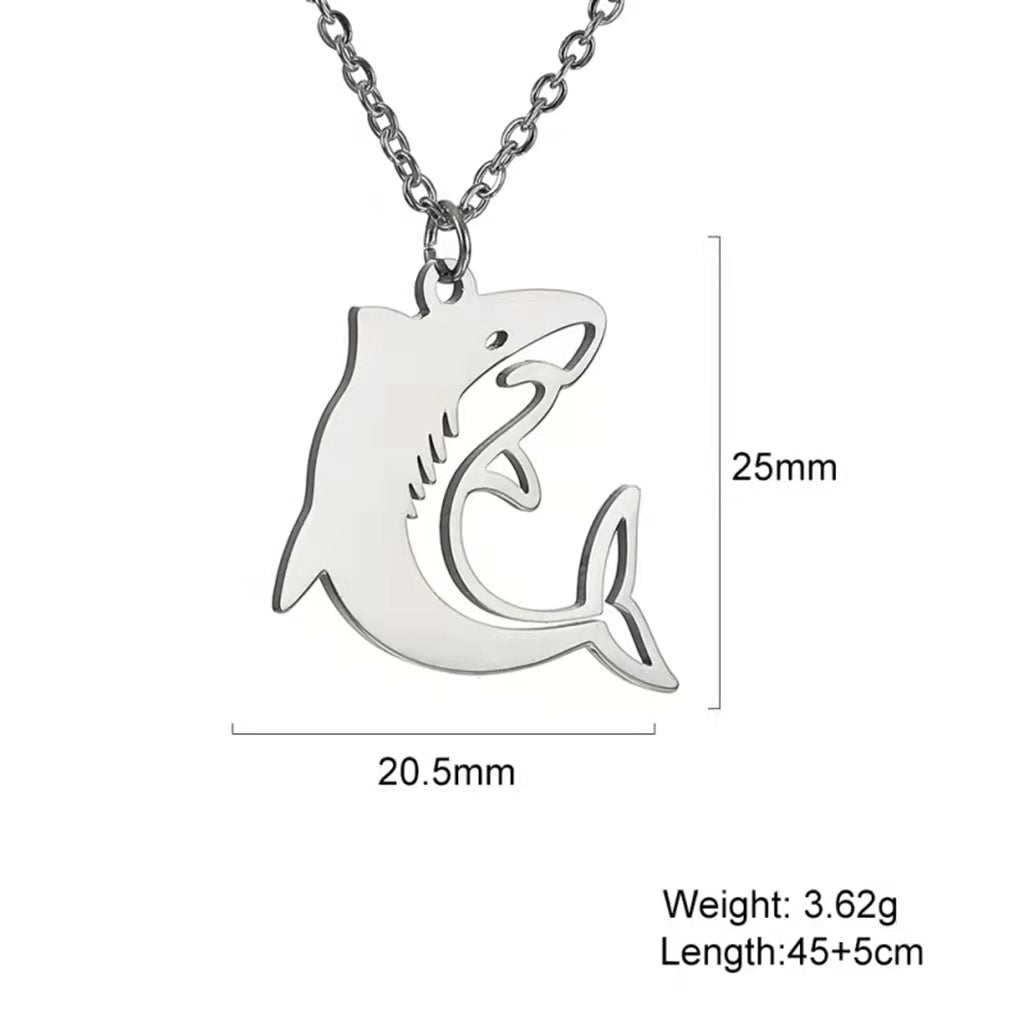 Stainless Steel Shark Pendent Necklace