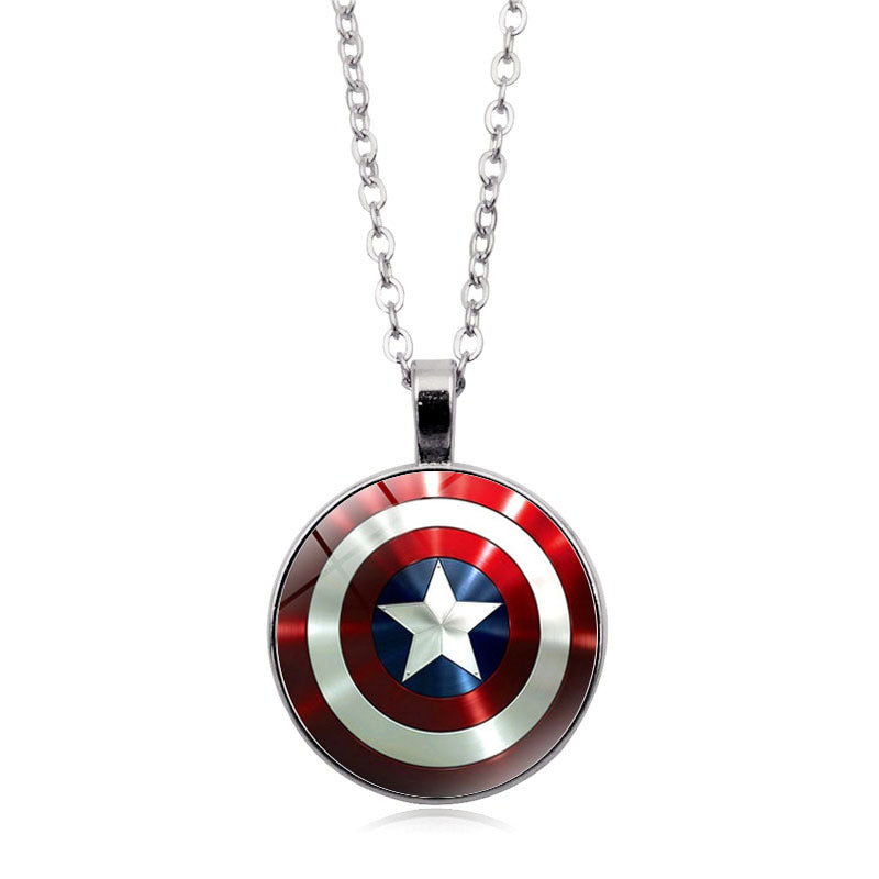 Captain America Shield Round Pendent Necklace