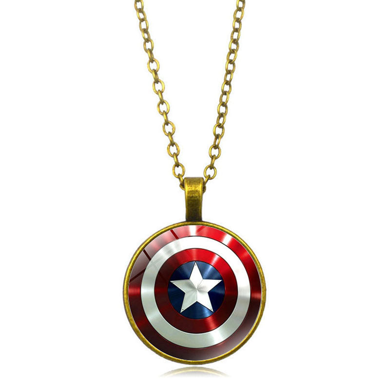 Captain America Shield Round Pendent Necklace