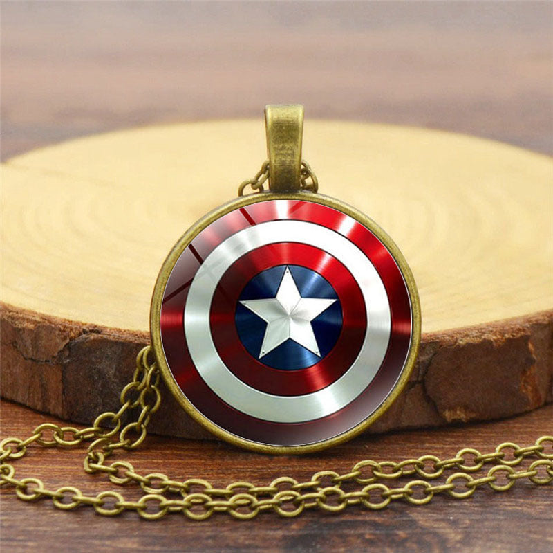 Captain America Shield Round Pendent Necklace