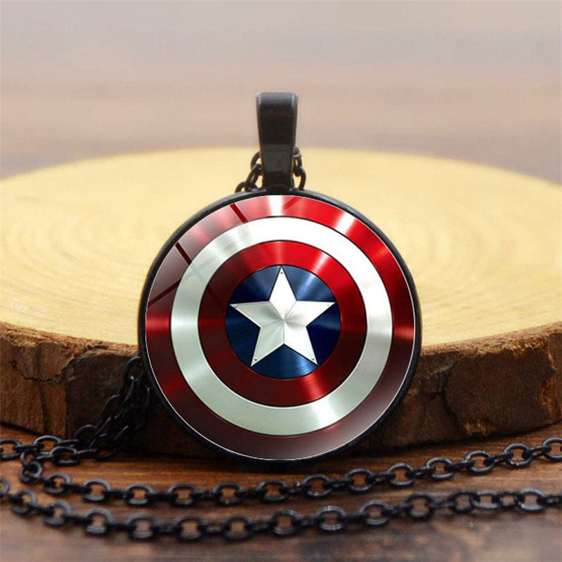 Captain America Shield Round Pendent Necklace