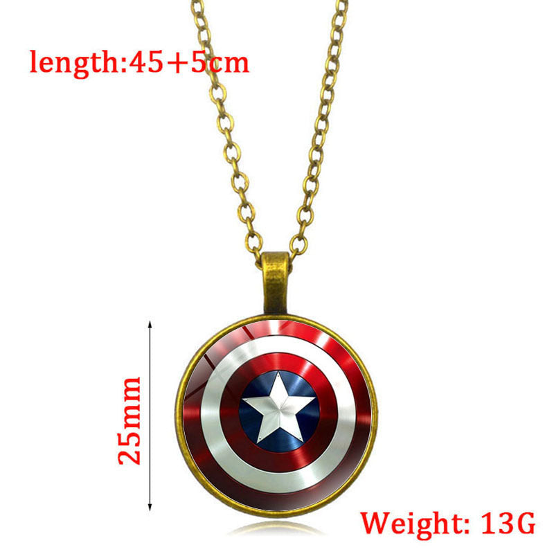 Captain America Shield Round Pendent Necklace